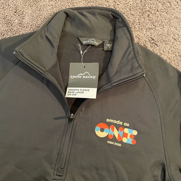 Men's Eddie Bauer Gray Smooth Fleece Base Layer 1/2 Zip Pullover Small - Picture 2 of 5